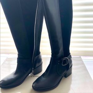 Marc Fisher Black Suede and Leather Knee High Riding Boots. NWT. Size 7M